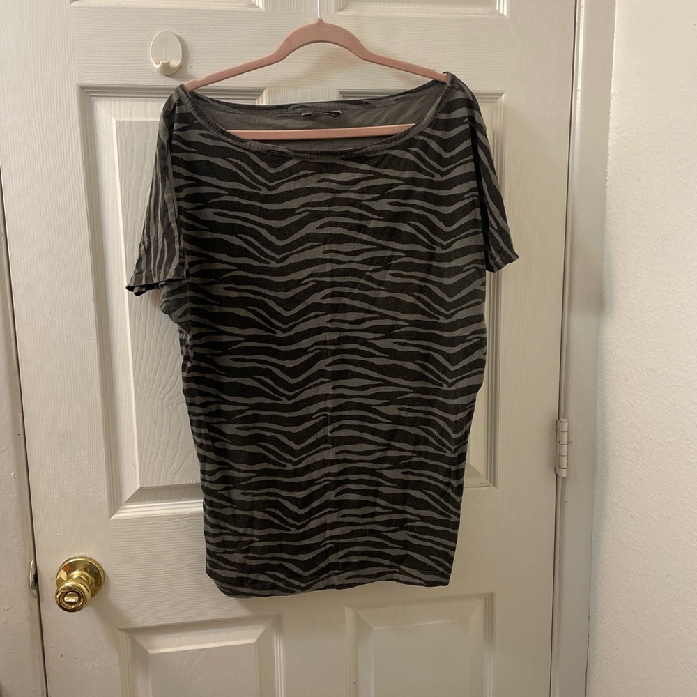 Moda International Zebra Print Tunic - Black and Gray